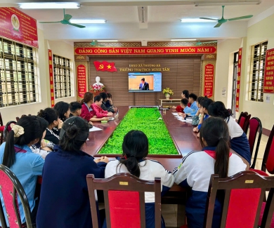 TRƯỜNG TIỂU HỌC VÀ THCS MINH TÂN THAM DỰ HỘI NGHỊ TRỰC TUYẾN “XÃ, PHƯỜNG KHÔNG MA TÚY”